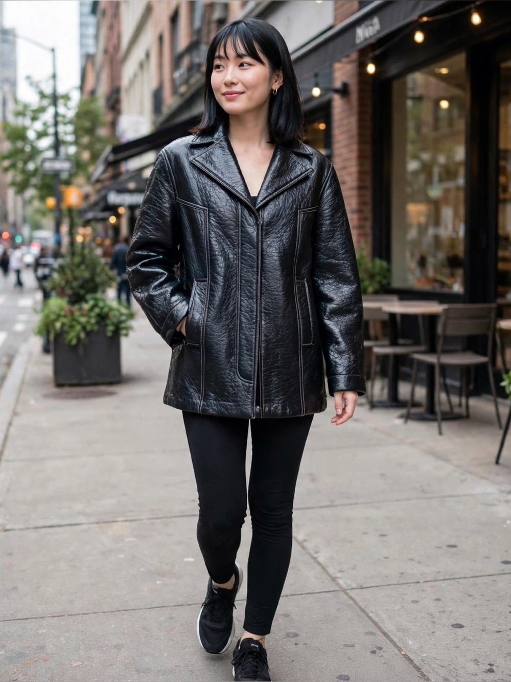 Ba&Sh Blue Volupia Coat - Navy Crinkle Shiny - Size 1 (small)